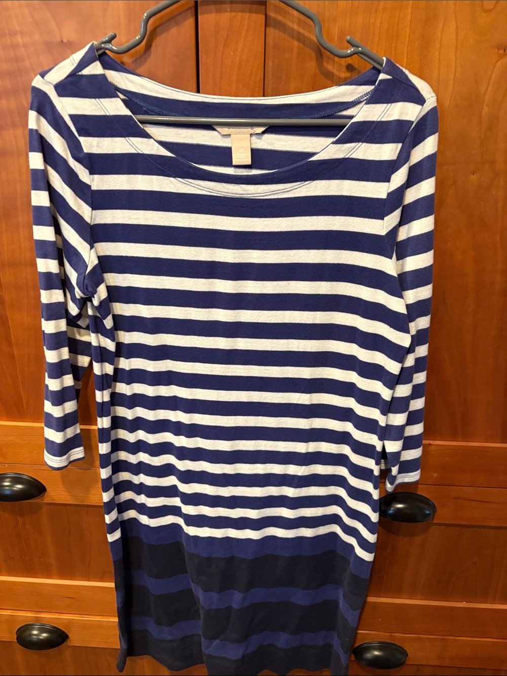 Banana Republic Navy and White Striped Knit Dress